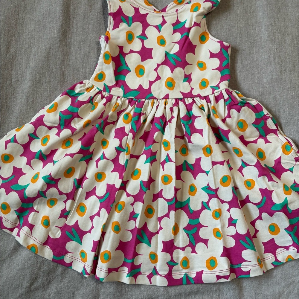 Hanna Andersson Purple and White Floral Cross-back Dress, NWOT